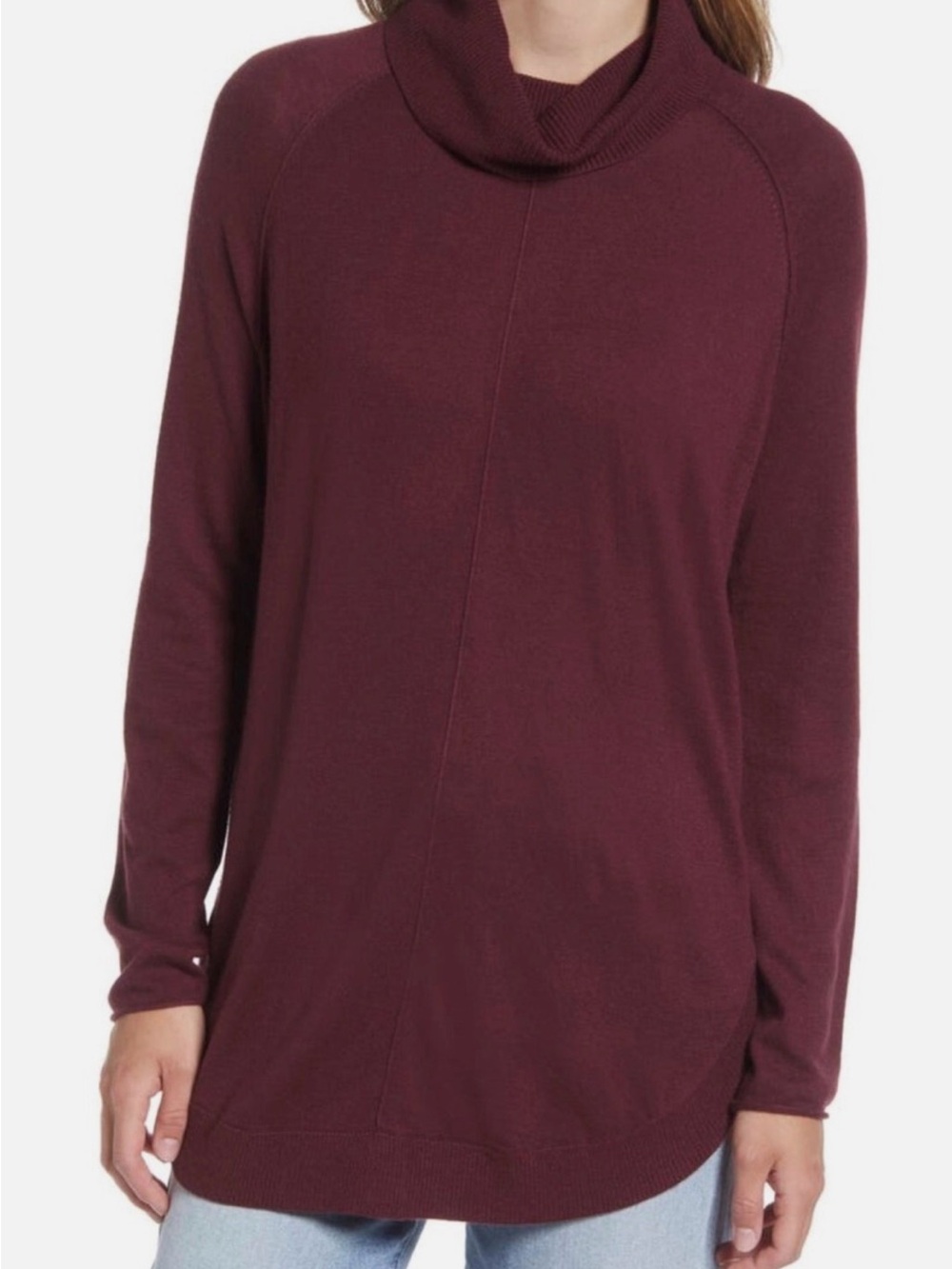 Caslon Burgundy Cowl Neck Tunic Sweater